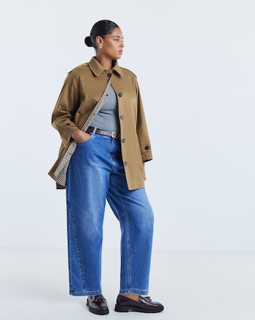 Neutral Check Print Reversible Mod Coat