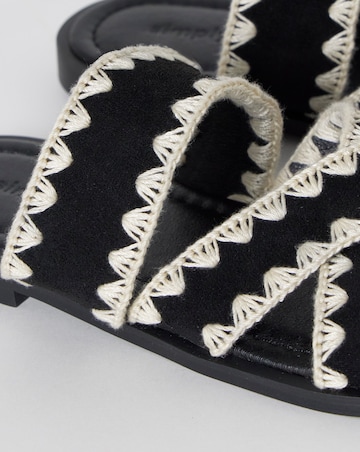 Maude Whipstitch Crossover Flat Sandals - Wide Fit (E)