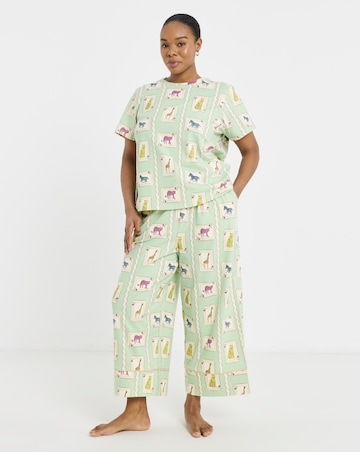 Chelsea Peers Organic Cotton Crew Neck TShirt & Capri Bottoms Pyjama Set