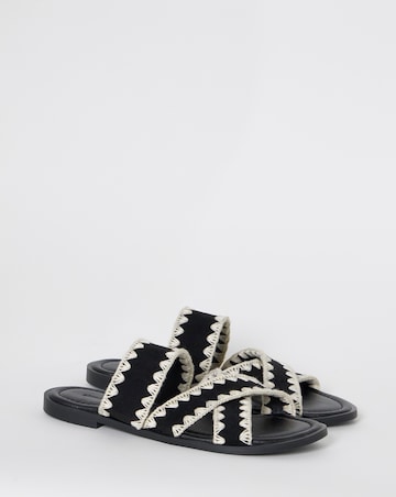 Maude Whipstitch Crossover Flat Sandals - Wide Fit (E)