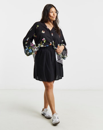 Gingham Puff Sleeve Button Down Blouse