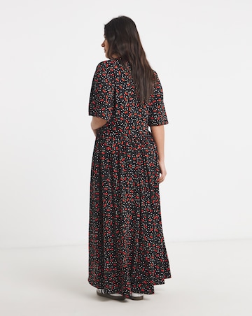 Cherry Print Supersoft Maxi Dress With Pockets