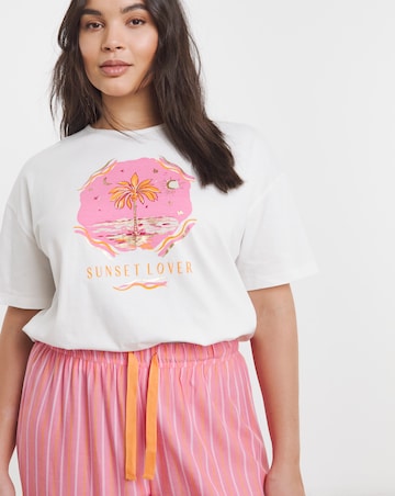 Simply Be Sunset Lover Stripe Pant Pyjama Set
