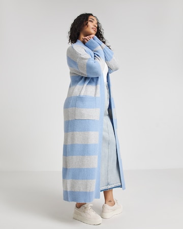 Blue and Grey Stripe Longline Cardigan