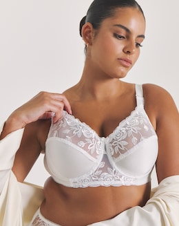Miss Mary of Sweden Rose Embroidered Full Cup Wired Bra White