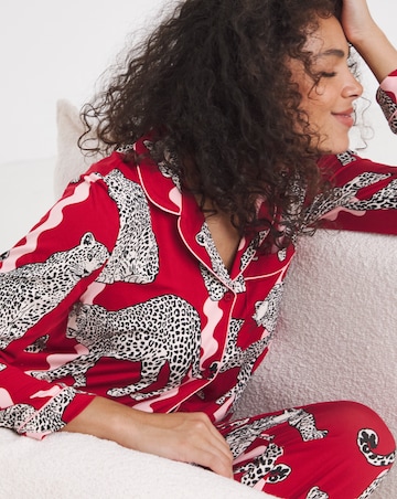 Chelsea Peers Jersey Button Up Leopard Print Pyjama Set
