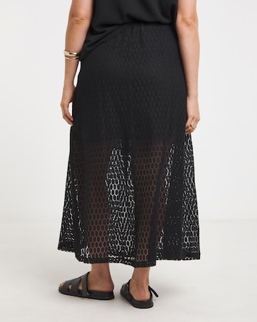 Simply Be Black Lace Midaxi Aline Skirt