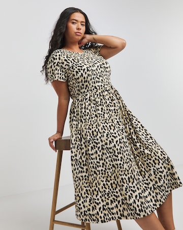 Leopard Print Supersoft Midi Dress With Pockets | Simply Be
