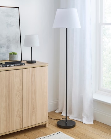 Owen White and Matt Black Floor Lamp