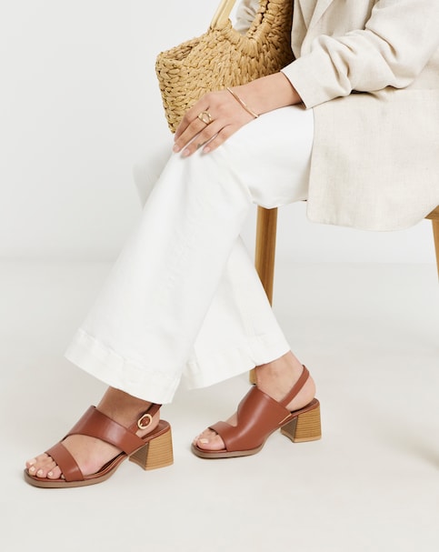 Dorit Cut Out Stacked Heel Sandals - Wide Fit (E)