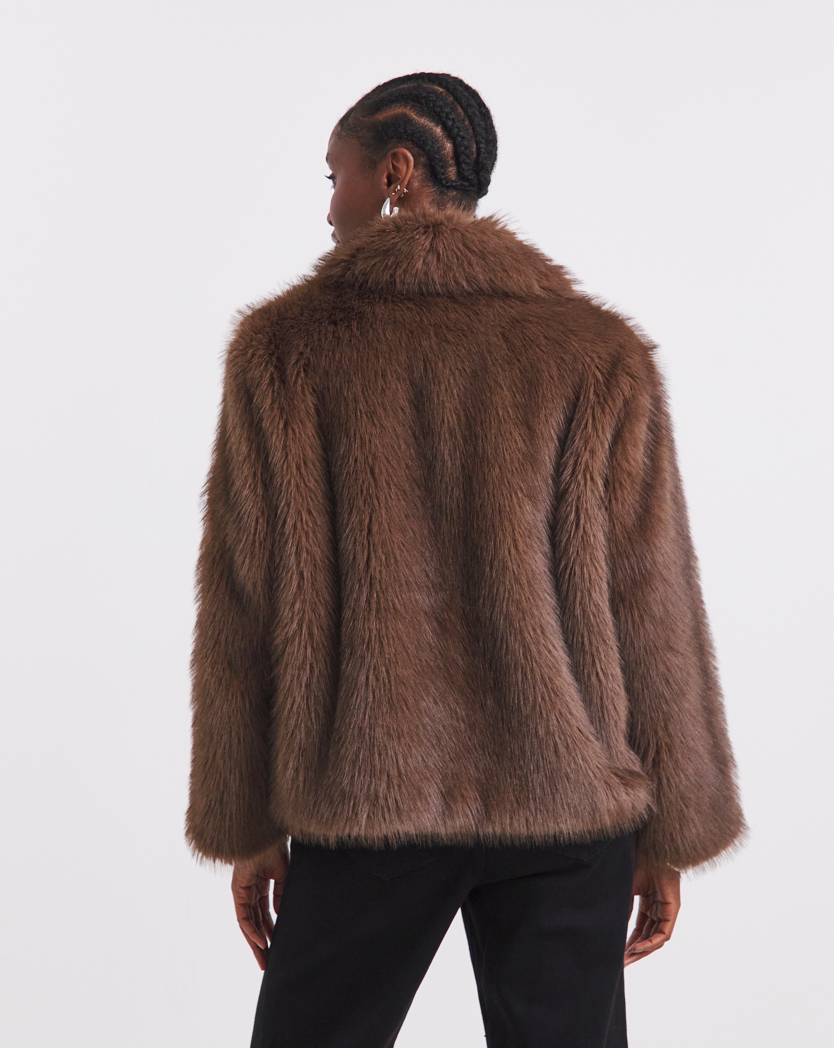 Simply Be Chocolate Short Faux Fur Coat | Simply Be