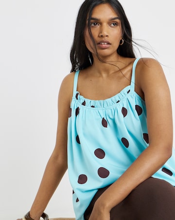 Blue Spot Print Frill Edge Riviera Cami