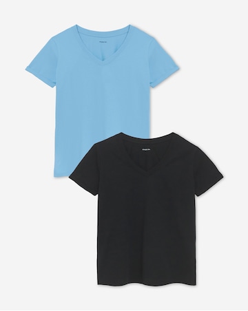 Simply Be Black & Blue 2 Pack Pure Cotton V Neck T-Shirts