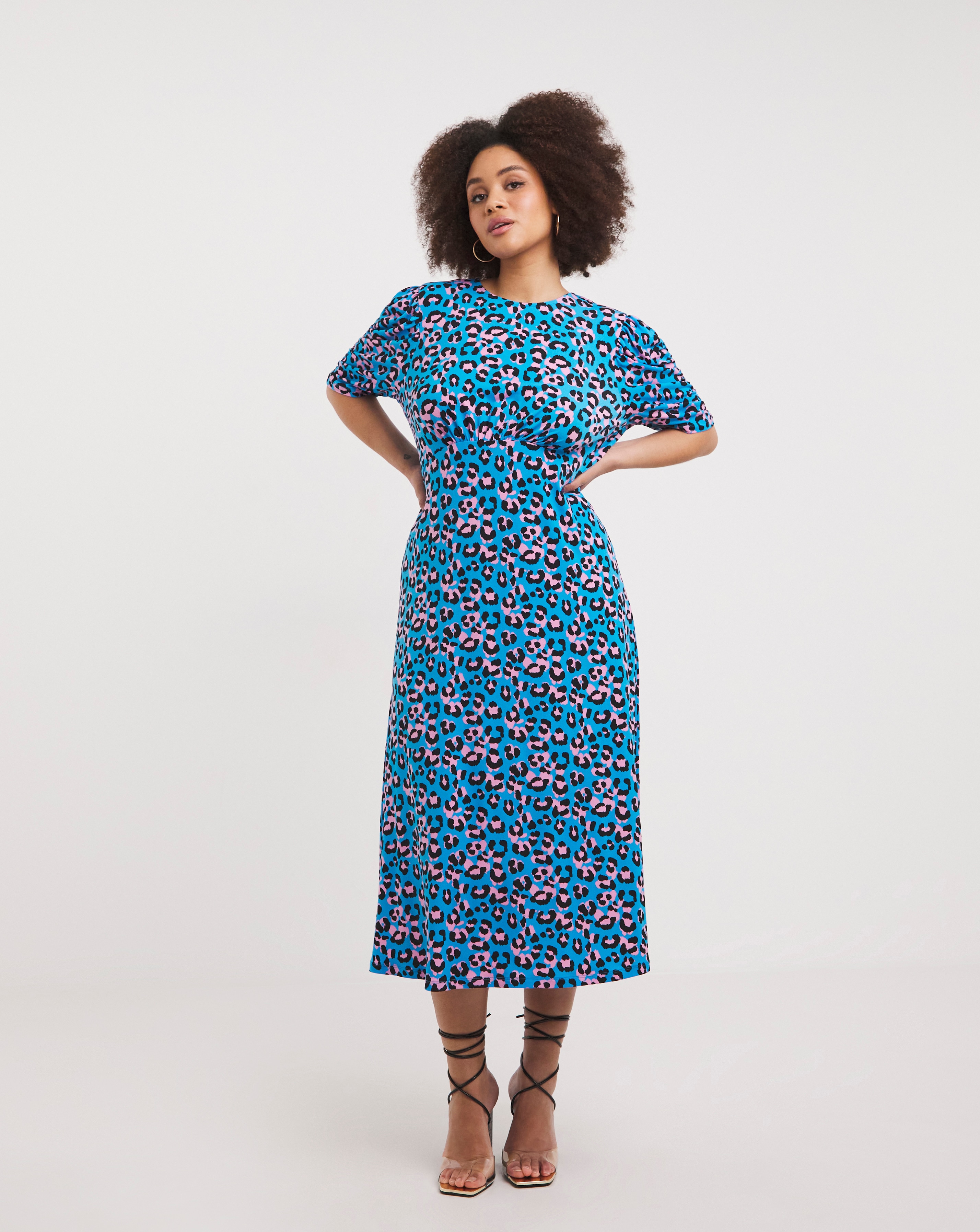 Blue Animal Print Jersey Midi Dress Simply Be