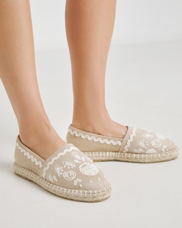 Jenner Embroidered Espadrille Shoes Extra Wide EEE Fit