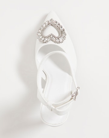 Amelia Heart Trim Heeled Court Shoes Wide Fit