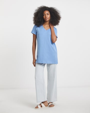 Black & Blue 2 Pack Longline V Neck T-Shirts