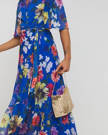 Hope & Ivy Lydia V- Neck Ruffled Skirt Maxi Dress