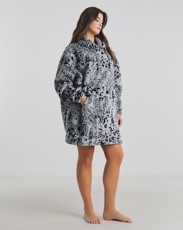 Oversized Leopard Print Hooded Lounge Dress