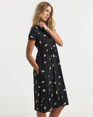 Ditsy Floral Print Supersoft Pocket Midi Dress