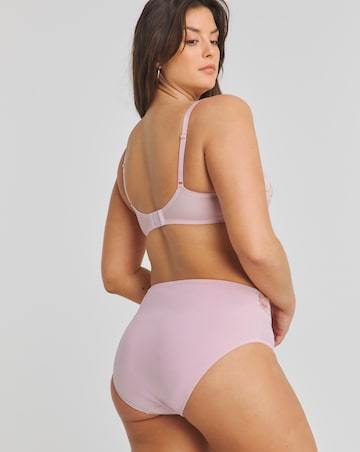Pretty Secrets Sophia Embroidery High Leg Full Brief Knickers Pink