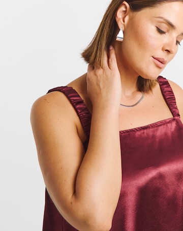 Satin Square Neck Ruched Cami
