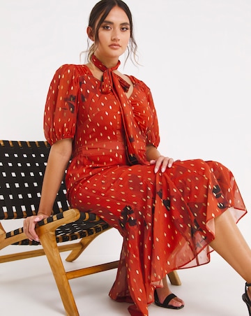 Joanna Hope Metallic Dobby Printed Maxi Dress