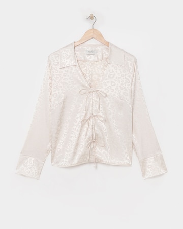 Flounce London Off White Leopard Jacquard Satin Blouse