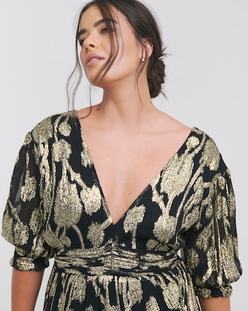 Black and Gold Jacquard Maxi Dress