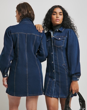 Indigo Long Sleeve Boxy Denim Mini Dress