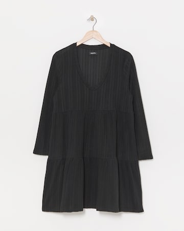 Black Ribbed Smock Dress