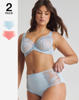 Pretty Secrets (2 Pack) Ella Lace Brief Knickers Blue/Coral