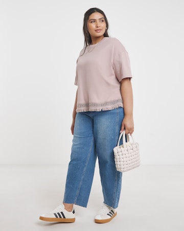 Simply Be Mocha Fringe Hem T-Shirt
