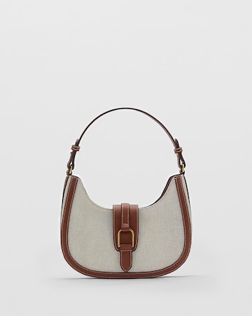 Mango Canvas & PU Shoulder Bag