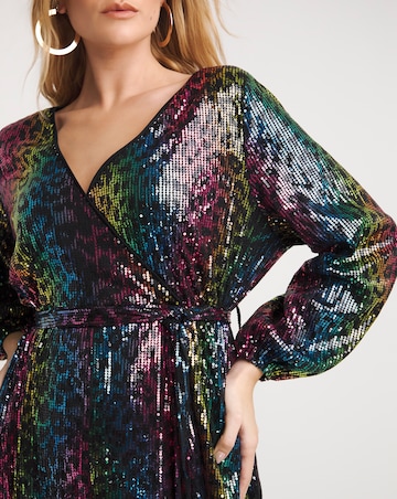 Lovedrobe All Over Sequin Animal Print Belted Mini Dress