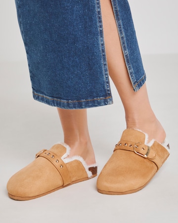 Franny Closed Toe House Shoe With Buckle Detail - Wide Fit (E)