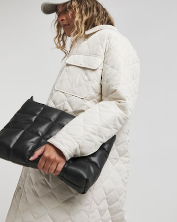 Stone Longline Quilted Shacket
