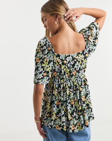 Simply Be Simply Be Floral Print Crinkle Short Sleeve Blouse