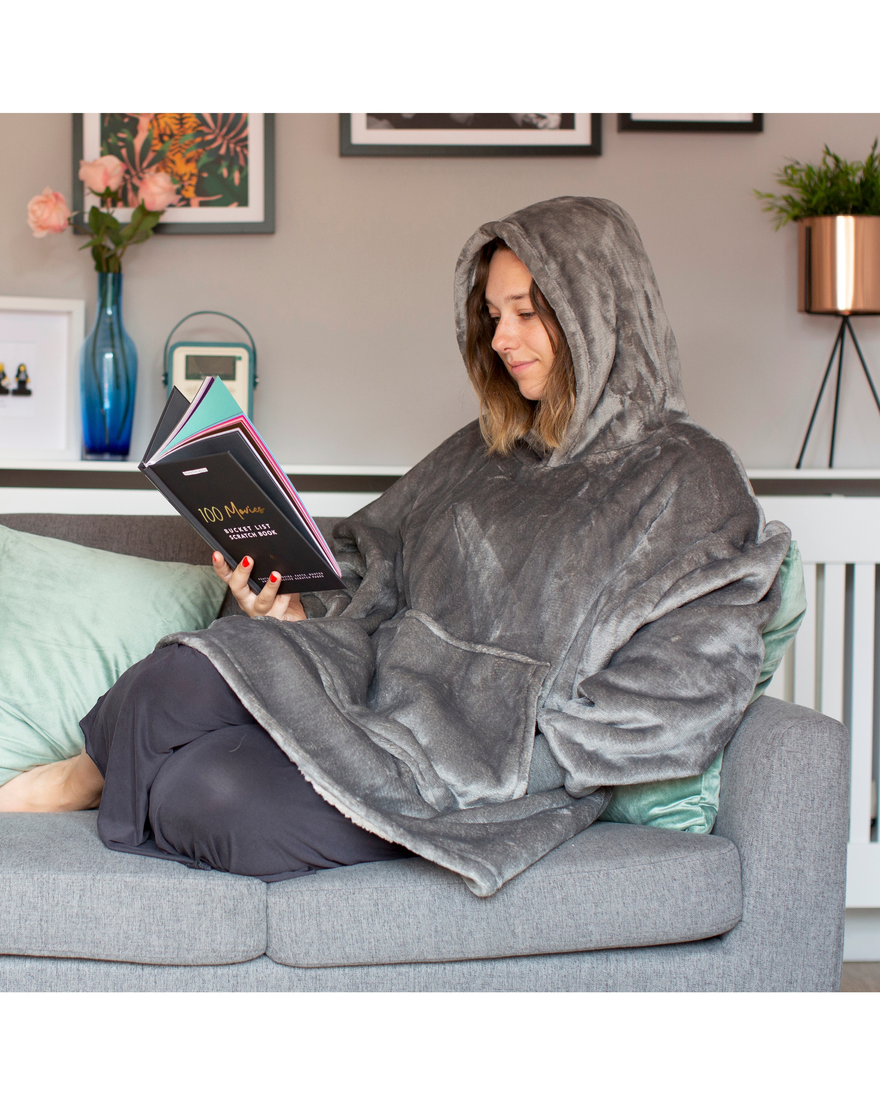 Hoodie Blanket Grey Simply Be