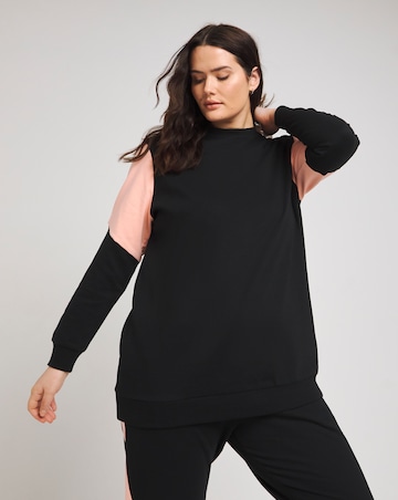 Black and Peach Colourblock Sweatshirt