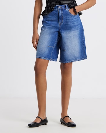 Mid Wash Denim Bermuda Shorts