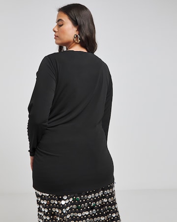 Joanna Hope Jersey Ruched Top With Detachable Corsage