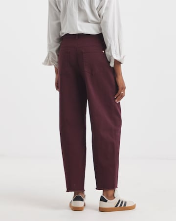 Burgundy Comfort Stretch Dart Detail Barrel Leg Jeans