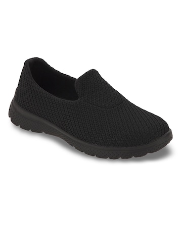 Cushion Walk Black Lightweight Leisure Shoes -Extra Wide Fit (EEE)