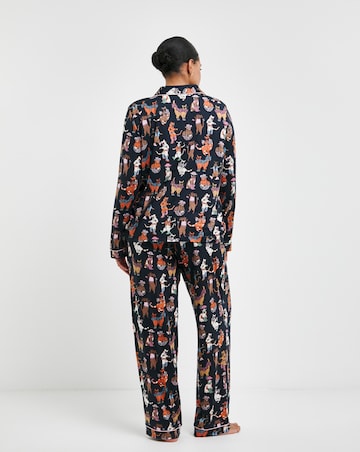 Chelsea Peers Jersey Disco Cats Print Pyjama Set
