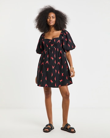 Simply Be Chilli Print Cotton Poplin Skater Dress