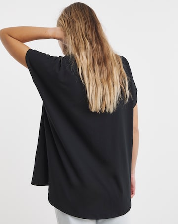 Black Slouchy Dip Back Pure Cotton T-Shirt