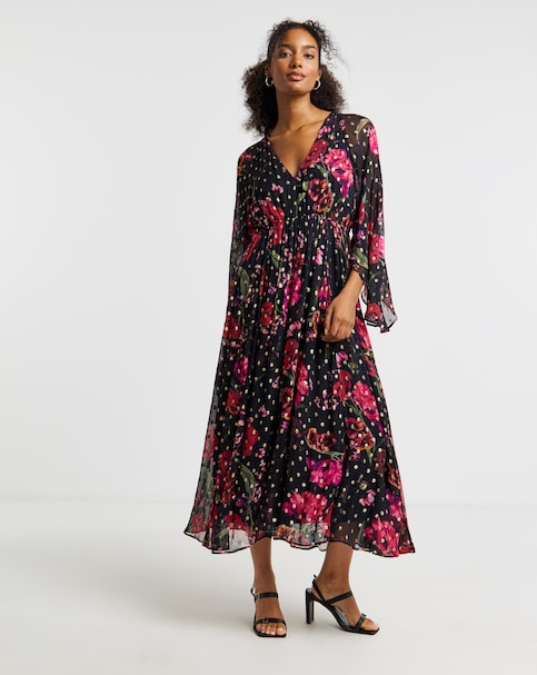 Joanna Hope Metallic Floral Maxi Dress