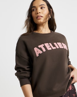 Chocolate &amp; Pink Atelier Boucle Graphic Sweatshirt