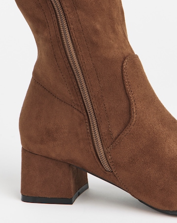 Claudia Low Block Heel Knee High Boots - Wide Fit (E) & Standard/Curvy Calf